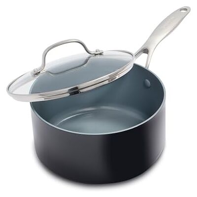 GreenPan Valencia Pro Hård anodiserad hälsosam keramik non-stick 18 cm/2 liter kastrull med lock, PFAS-fri, induktion, diskmaskinssäker, ugnssäker, grå GreenPan Valencia Pro Hård anodiserad hälsosam keramik non-stick 18 cm/2 liter kastrull med lock, PFAS-fri, induktion, diskmaskinssäker, ugnssäker, grå