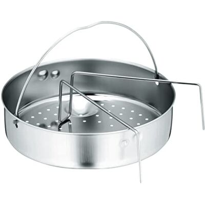 WMF Tryckkokartillbehörsset 2-delad, insats perforerad med insatsbrygga, för tryckkokare 3,0 – 8,5 l, Cromargan rostfritt stål, diskmaskinssäker WMF Tryckkokartillbehörsset 2-delad, insats perforerad med insatsbrygga, för tryckkokare 3,0 – 8,5 l, Cromargan rostfritt stål, diskmaskinssäker