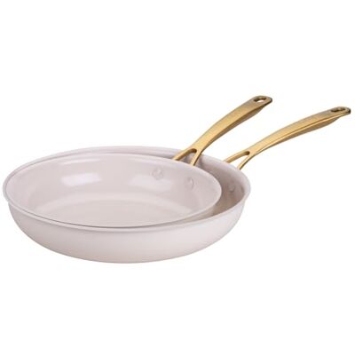 FACKELMANN x Pamela mogen stekpanna set 2 delar Ø 24–28 cm – snygga stekpannor av återvunnet aluminium, pastellbeige med ädel guldPVD-behandling, lämplig för alla typer av spisar FACKELMANN x Pamela mogen stekpanna set 2 delar Ø 24–28 cm – snygga stekpannor av återvunnet aluminium, pastellbeige med ädel guldPVD-behandling, lämplig för alla typer av spisar