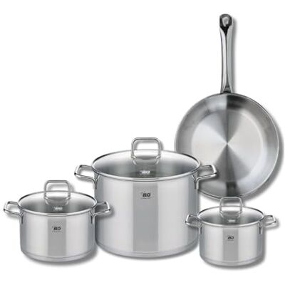 FACKELMANN ELO 9697750 4 delar köksredskap, set med 1 stekpanna 28 cm och 3 stekpannor 16, 20 och 26 cm Elo Profi citrin, rostfritt stål, induktion FACKELMANN ELO 9697750 4 delar köksredskap, set med 1 stekpanna 28 cm och 3 stekpannor 16, 20 och 26 cm Elo Profi citrin, rostfritt stål, induktion