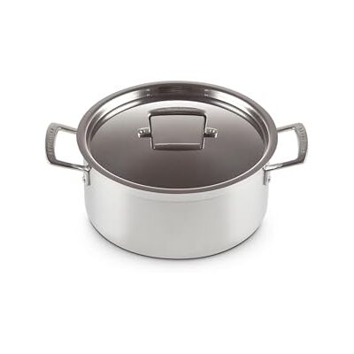 Le Creuset 3-ply gryta med lock, Ø 24 cm, rostfritt stål, 5,3 l volym, lämplig för alla typer av spisar inklusive induktion, silver Le Creuset 3-ply gryta med lock, Ø 24 cm, rostfritt stål, 5,3 l volym, lämplig för alla typer av spisar inklusive induktion, silver