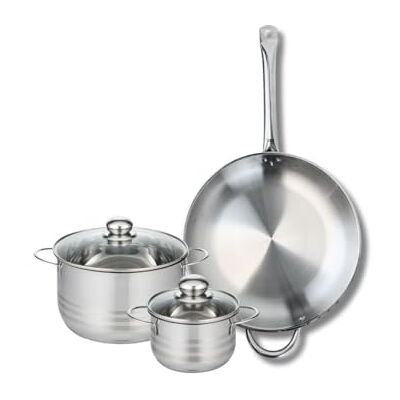 FACKELMANN ELO 9873150 3-delat köksredskap, set med 1 stekpanna 32 cm och 2 stekpannor 14 och 20 cm Elo Profi Brilliant, rostfritt stål, induktion FACKELMANN ELO 9873150 3-delat köksredskap, set med 1 stekpanna 32 cm och 2 stekpannor 14 och 20 cm Elo Profi Brilliant, rostfritt stål, induktion