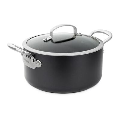 GreenPan Barcelona hård anodiserad hälsosam keramisk non-stick 24 cm/5,1 liter gryta med glaslock, PPSfri, rostfritt stålhandtag, extra stark repbeständig, induktion, ugnssäker, svart GreenPan Barcelona hård anodiserad hälsosam keramisk non-stick 24 cm/5,1 liter gryta med glaslock, PPSfri, rostfritt stålhandtag, extra stark repbeständig, induktion, ugnssäker, svart