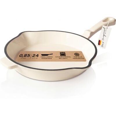 Römertopf Romertopf Gjutjärnspanna, emaljerad, 24 cm, stekpanna induktion, gräddvit Ø 24 cm, 0,85 l användbar volym, 2,3 kg, ugnssäker upp till 250 °C, PFAS- och PTFE-fri, ingen inbränning krävs Römertopf Romertopf Gjutjärnspanna, emaljerad, 24 cm, stekpanna induktion, gräddvit Ø 24 cm, 0,85 l användbar volym, 2,3 kg, ugnssäker upp till 250 °C, PFAS- och PTFE-fri, ingen inbränning krävs