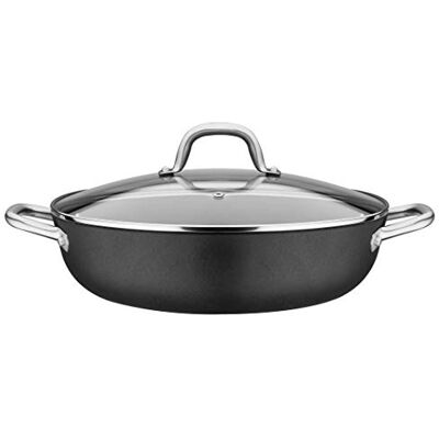 GSW 716499 serveringspanna Robust 30 cm med glaslock, gjutjärn, rostfritt stål, svart GSW 716499 serveringspanna Robust 30 cm med glaslock, gjutjärn, rostfritt stål, svart