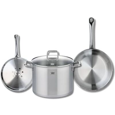 FACKELMANN ELO 9501950 3-delat köksredskap, set med 2 stekpannor 24 och 28 cm och 1 stekpanna 26 cm Elo Profi citrin, rostfritt stål, induktion FACKELMANN ELO 9501950 3-delat köksredskap, set med 2 stekpannor 24 och 28 cm och 1 stekpanna 26 cm Elo Profi citrin, rostfritt stål, induktion