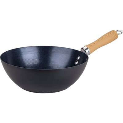 FACKELMANN Wok-panna Ø 26 cm – kolstål med 2 x non-stick beläggning, ergonomiskt bambuhandtag, extra hög kant, PFAS-fri, värmebeständighet: +160 °C, lämplig för induktion FACKELMANN Wok-panna Ø 26 cm – kolstål med 2 x non-stick beläggning, ergonomiskt bambuhandtag, extra hög kant, PFAS-fri, värmebeständighet: +160 °C, lämplig för induktion