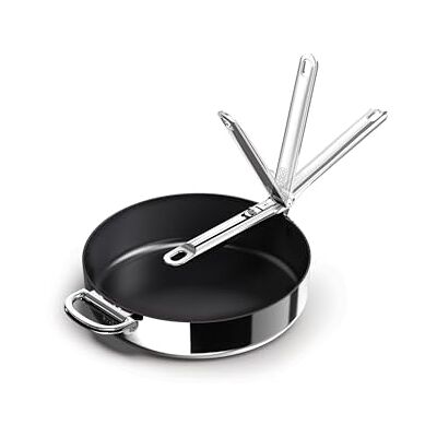 Joseph Joseph Space Steel stekpanna non-stick 28 cm rostfritt stål keramik, induktion, vikbart handtag, ugnssäker Joseph Joseph Space Steel stekpanna non-stick 28 cm rostfritt stål keramik, induktion, vikbart handtag, ugnssäker