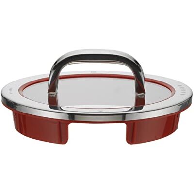 WMF Funktion 4 grytlock 16 cm, glaslock med 4 dräneringsfunktioner, glas, silikon, Cromargan polerat rostfritt stål, röd WMF Funktion 4 grytlock 16 cm, glaslock med 4 dräneringsfunktioner, glas, silikon, Cromargan polerat rostfritt stål, röd