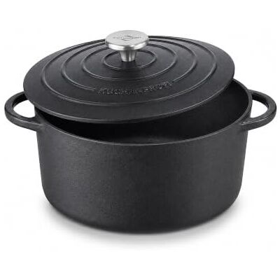 Küchenprofi Köksprofi Provence Gjutjärnsgryta med lock, svart, 24 cm Ø, gryta, ugn, holländsk ugn, brödbakgryta, emaljerad, lämplig för alla typer av spisar och induktion Küchenprofi Köksprofi Provence Gjutjärnsgryta med lock, svart, 24 cm Ø, gryta, ugn, holländsk ugn, brödbakgryta, emaljerad, lämplig för alla typer av spisar och induktion