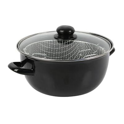 Crealys 545412 Traditionell fritös Ø 20 cm i emaljerat stål med korg och glaslock gammaldags bakning för gyllene och krispiga pommes frites alla spisar inklusive induktion Crealys 545412 Traditionell fritös Ø 20 cm i emaljerat stål med korg och glaslock gammaldags bakning för gyllene och krispiga pommes frites alla spisar inklusive induktion