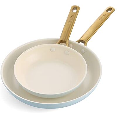 GreenPan Reserve keramisk non-stick stekpanna set, 20cm & 26cm, PFAS-fri, ljusblå GreenPan Reserve keramisk non-stick stekpanna set, 20cm & 26cm, PFAS-fri, ljusblå