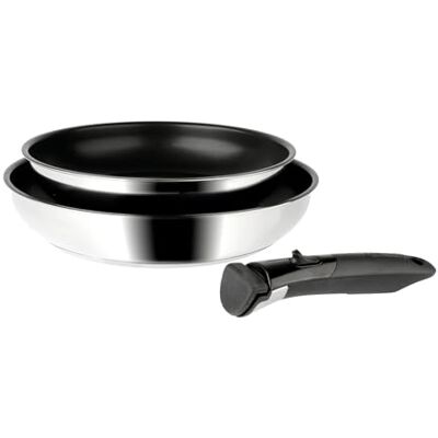 Sitram 713508 Set med 2 stekpannor i rostfritt stål rostfritt stålsortiment Ø 24–28 cm H 5-6 cm svart innerbeläggning utan PFOA avtagbart handtag alla spisar inklusive induktion Sitram 713508 Set med 2 stekpannor i rostfritt stål rostfritt stålsortiment Ø 24–28 cm H 5-6 cm svart innerbeläggning utan PFOA avtagbart handtag alla spisar inklusive induktion