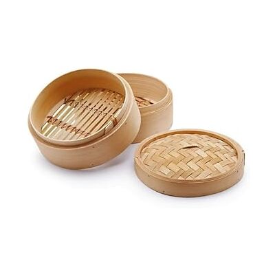 H&H ångkok, 2 steg, med lock, bambu 12,5 cm H&H ångkok, 2 steg, med lock, bambu 12,5 cm