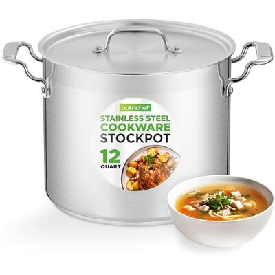 NutriChef 11 L gryta i rostfritt stål stor stekpanna i rostfritt stål av livsmedelskvalitet 18/8 för gryta, sjuda, soppa, innehåller lock, diskmaskinssäker NutriChef 11 L gryta i rostfritt stål stor stekpanna i rostfritt stål av livsmedelskvalitet 18/8 för gryta, sjuda, soppa, innehåller lock, diskmaskinssäker