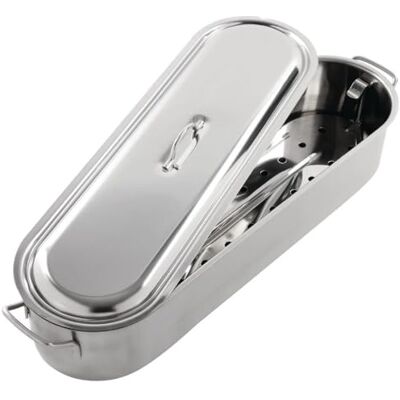KitchenCraft Fiskpocherare i rostfritt stål, induktionshäll, diskmaskinssäker, pocheringinsats och pocherlock, silver, 1 liter kapacitet, 45,5 l x 15,5 W x 10 D cm, 1 set KitchenCraft Fiskpocherare i rostfritt stål, induktionshäll, diskmaskinssäker, pocheringinsats och pocherlock, silver, 1 liter kapacitet, 45,5 l x 15,5 W x 10 D cm, 1 set