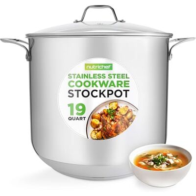 NutriChef 19-kvarts rostfritt stål gryta: 18/8 livsmedelsklassat rostfritt stål kraftig induktion stor gryta, gryta, sjudgryta, soppgryta med genomskinligt lock, diskmaskinssäker – NCSP20 NutriChef 19-kvarts rostfritt stål gryta: 18/8 livsmedelsklassat rostfritt stål kraftig induktion stor gryta, gryta, sjudgryta, soppgryta med genomskinligt lock, diskmaskinssäker – NCSP20
