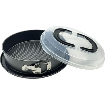 Relaxdays springform panna med lock, non-stick kolstål, 26 cm, antracit/genomskinlig Relaxdays springform panna med lock, non-stick kolstål, 26 cm, antracit/genomskinlig