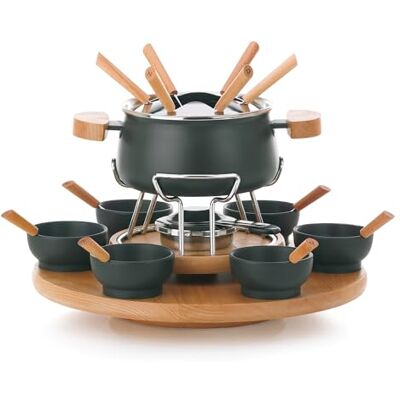 kela köttfondueset 23 delar, fondueset för 6 personer NATURA, fondue med roterande träplatta, gafflar, små skålar, gaffelhållare, bränslepastahållare kela köttfondueset 23 delar, fondueset för 6 personer NATURA, fondue med roterande träplatta, gafflar, små skålar, gaffelhållare, bränslepastahållare