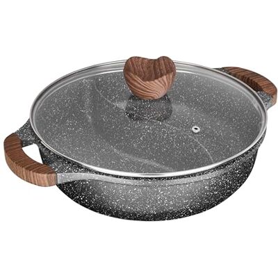 Sitram 716948 stekpanna med 2 fack Ø 28 x 7,5 cm i gjuten aluminium PFOA-fri beläggning med steneffekt shabu gryta med glaslock alla spisar inklusive induktion Sitram 716948 stekpanna med 2 fack Ø 28 x 7,5 cm i gjuten aluminium PFOA-fri beläggning med steneffekt shabu gryta med glaslock alla spisar inklusive induktion