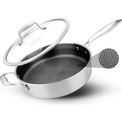 NutriChef 2QT Rostfritt Stål Såskastrull Tripelt Byggd Kastrull med Glaslock Non-stick DAKIN Beläggning, Högkvalitativ Panelyta NutriChef 2QT Rostfritt Stål Såskastrull Tripelt Byggd Kastrull med Glaslock Non-stick DAKIN Beläggning, Högkvalitativ Panelyta