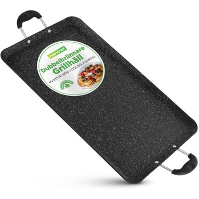 NutriChef Dubbelflame Grill, Non-stick Stekpanna för Gasugn, Diskmaskinssäker, Värmebeständiga Bakelit Handtag, Jämn Värmefördelning, Fri från PFOA och PFOS, 20” x 12” x 0.8” Tum (Svart) NutriChef Dubbelflame Grill, Non-stick Stekpanna för Gasugn, Diskmaskinssäker, Värmebeständiga Bakelit Handtag, Jämn Värmefördelning, Fri från PFOA och PFOS, 20” x 12” x 0.8” Tum (Svart)