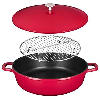 Sitram 716946 multifunktionell stekpanna/gryta, 6-i-1, Ø28 cm, gjuten aluminium PFOA-non-stick steneffekt ångkorg, rostgaller, lock med noppor, alla spisar inklusive induktion och ugn Sitram 716946 multifunktionell stekpanna/gryta, 6-i-1, Ø28 cm, gjuten aluminium PFOA-non-stick steneffekt ångkorg, rostgaller, lock med noppor, alla spisar inklusive induktion och ugn
