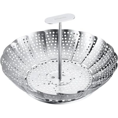 Westmark liten ångkokningsinsats – Den justerbara insatsen passar perfekt för ångkokning i kastruller med en diameter på 14–23 cm, tål diskmaskin – rostfritt stål och silikon Westmark liten ångkokningsinsats – Den justerbara insatsen passar perfekt för ångkokning i kastruller med en diameter på 14–23 cm, tål diskmaskin – rostfritt stål och silikon