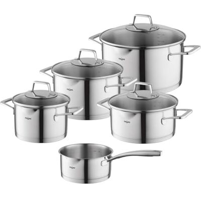 Florina LUMIO Set med 9 högkvalitativa rostfria kastruller I Kastruller med lock och stekpanna med handtag I Mätbägare, hällpip I Diskmaskinssäker Perfekt för induktions-, gas- och elspisar Florina LUMIO Set med 9 högkvalitativa rostfria kastruller I Kastruller med lock och stekpanna med handtag I Mätbägare, hällpip I Diskmaskinssäker Perfekt för induktions-, gas- och elspisar