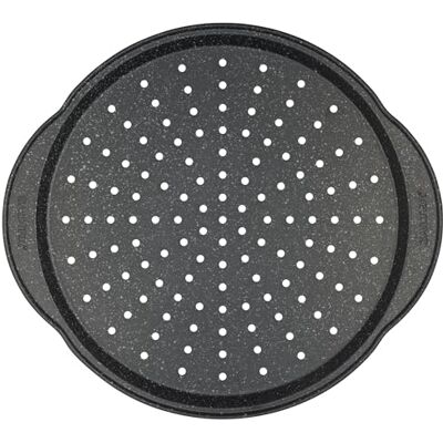 Salter BW12807EU7 Megastone pizzapanna – 36 cm non-stick perforerad skarpare bricka med handtag, stor ugn bakplåt för pizzor, 12-tums hållbar kolstål chipbricka, PFOA-fri, ugnssäker upp till 220 °C Salter BW12807EU7 Megastone pizzapanna – 36 cm non-stick perforerad skarpare bricka med handtag, stor ugn bakplåt för pizzor, 12-tums hållbar kolstål chipbricka, PFOA-fri, ugnssäker upp till 220 °C