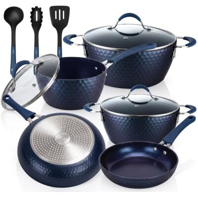 Nutrichef Nonstick köksredskap Excilon Hem Kök Krukor & Pannset med kastrull stekpannor, kokkrukor, lock, redskap PTFE/PFOA/PFOOS fria, 11 st, blå diamant Nutrichef Nonstick köksredskap Excilon Hem Kök Krukor & Pannset med kastrull stekpannor, kokkrukor, lock, redskap PTFE/PFOA/PFOOS fria, 11 st, blå diamant