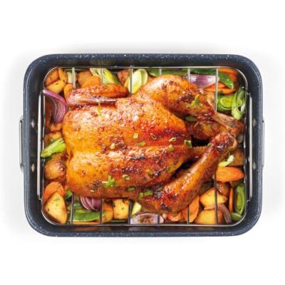 Russell Hobbs 34 cm roaster & Rack – Nightfall Stone Range, lätt att rengöra non-stick beläggning, rostfritt stålställ, kolstålkropp, PFOA-fri, ugnssäker upp till 220 °C Russell Hobbs 34 cm roaster & Rack – Nightfall Stone Range, lätt att rengöra non-stick beläggning, rostfritt stålställ, kolstålkropp, PFOA-fri, ugnssäker upp till 220 °C