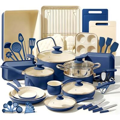 NutriChef 54 Delars Set i Marmor Non-Stick för Köks- och Bakredskap, Professionell Samling för Hemmet med Grytor, Stekpannor i Olika Storlekar och Värmebeständiga Redskap NutriChef 54 Delars Set i Marmor Non-Stick för Köks- och Bakredskap, Professionell Samling för Hemmet med Grytor, Stekpannor i Olika Storlekar och Värmebeständiga Redskap