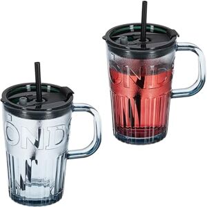 Relaxdays - 2 Glas 450ml - Grå - Lock - Glasvaru Set Relaxdays - 2 Glas 450ml - Grå - Lock - Glasvaru Set