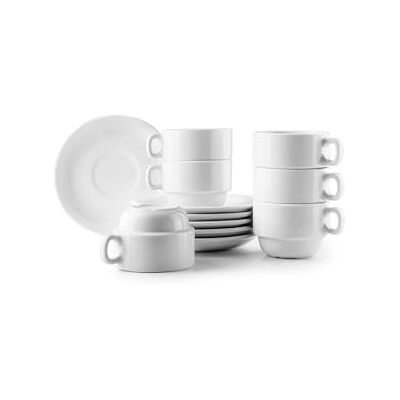 PRENDELUZ 6 st 170 ml keramiska muggar set med 15 cm fat perfekt för kaffe och te, designad för: daglig användning och speciella tillfällen PRENDELUZ 6 st 170 ml keramiska muggar set med 15 cm fat perfekt för kaffe och te, designad för: daglig användning och speciella tillfällen