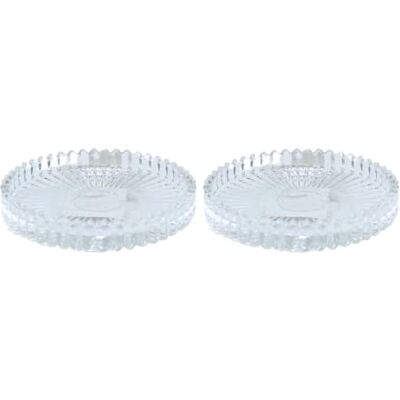 Dekohelden24 Ljustallrik/ljusunderlägg/ljushållare/underlägg av glas i set om 2, rund, klar/transparent, storlek H/Ø ca 1,5 x 10 cm Dekohelden24 Ljustallrik/ljusunderlägg/ljushållare/underlägg av glas i set om 2, rund, klar/transparent, storlek H/Ø ca 1,5 x 10 cm