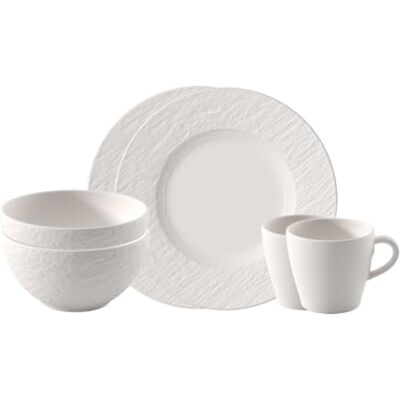 Villeroy & Boch Manufacture frukostset, 6 delar, servisset för två personer, premiumporslin, vit Villeroy & Boch Manufacture frukostset, 6 delar, servisset för två personer, premiumporslin, vit