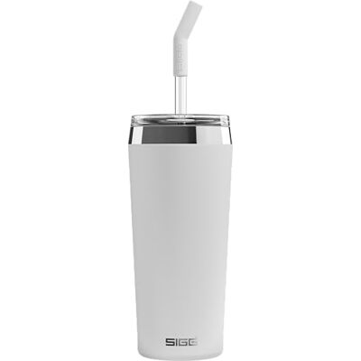 Sigg – Isoleringsmugg – resemugg Helia Peaceful White – med återanvändbara glassugrör & rengöringsborste – läckagesäker – BPA-fri – 18/8 rostfritt stål – vit – 0,6 l Sigg – Isoleringsmugg – resemugg Helia Peaceful White – med återanvändbara glassugrör & rengöringsborste – läckagesäker – BPA-fri – 18/8 rostfritt stål – vit – 0,6 l