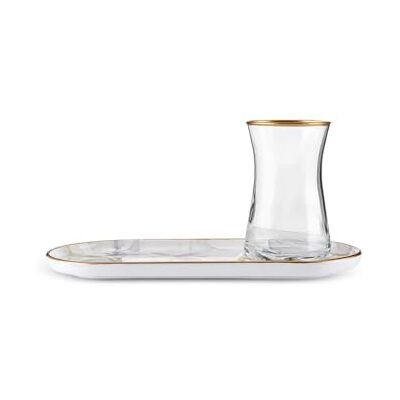 KARACA Madeira Elegant teglas set med 12 – genomskinliga turkiska tekoppsglas och fat, 150 ml böjda designdryckeskoppar för tebjudning, diskmaskinssäker KARACA Madeira Elegant teglas set med 12 – genomskinliga turkiska tekoppsglas och fat, 150 ml böjda designdryckeskoppar för tebjudning, diskmaskinssäker
