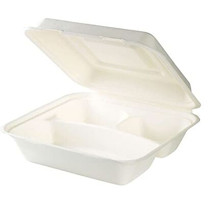 GREENBOX 50 st. sockerrör menylåda 3-delad I hållbar Take-Away porslin biologiskt nedbrytbar I sockerrör låda för varm och kall mat obelagd 23,8 x 23,9 x 8,1 cm I lunchlåda 3 kammare GREENBOX 50 st. sockerrör menylåda 3-delad I hållbar Take-Away porslin biologiskt nedbrytbar I sockerrör låda för varm och kall mat obelagd 23,8 x 23,9 x 8,1 cm I lunchlåda 3 kammare