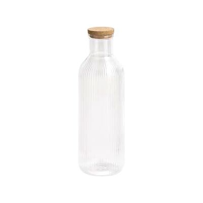APS 10735 Glaskaraff -LINES-, Ø 9 cm, H: 27 cm, 1 liter, glas, lock av kork, APS 10735 Glaskaraff -LINES-, Ø 9 cm, H: 27 cm, 1 liter, glas, lock av kork,
