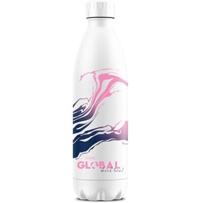 BWT Climate Bottle "Think Global Drink Local" – färg: vit vattenflaska sportvattenflaska metallflaska termosflaska 500 ml av rostfritt stål läckagesäker vridförslutning BWT Climate Bottle "Think Global Drink Local" – färg: vit vattenflaska sportvattenflaska metallflaska termosflaska 500 ml av rostfritt stål läckagesäker vridförslutning