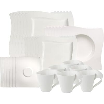 Villeroy & Boch NewWave, Basic servis, 30 delar, för upp till 6 personer, Premium Porslin, vit Villeroy & Boch NewWave, Basic servis, 30 delar, för upp till 6 personer, Premium Porslin, vit
