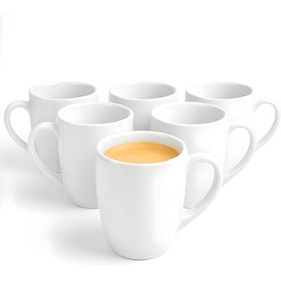 Glasmark KROSNO 1992 mugg keramikset 6 stycken 300 ml kaffekopp, dryckesmugg tekoppar, diskmaskinssäker, vit, Bruno Glasmark KROSNO 1992 mugg keramikset 6 stycken 300 ml kaffekopp, dryckesmugg tekoppar, diskmaskinssäker, vit, Bruno