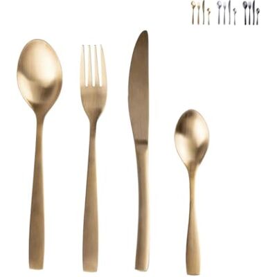 Galileo Casa Set med 16 Manhattan bestickset i 18/0 rostfritt stål, satinguld Galileo Casa Set med 16 Manhattan bestickset i 18/0 rostfritt stål, satinguld