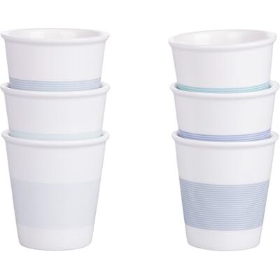 Tivoli Set med 6 kaffekoppar, 60 ml porslin, ränder, Daily Ocean Tivoli Set med 6 kaffekoppar, 60 ml porslin, ränder, Daily Ocean