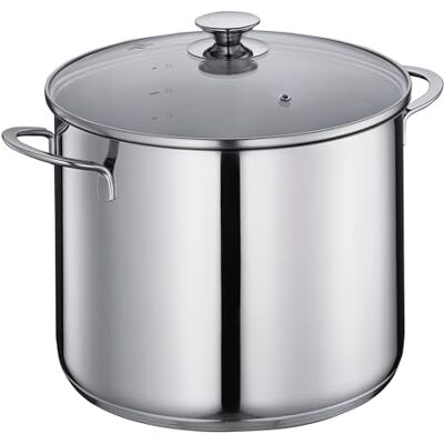 Küchenprofi Köksprofi soppgryta CAPRI, Ø 26 cm, rostfritt stål, 10 l, med innerskala och säkerhetsglaslock med ånghål, starkt flerskiktsgolv, perfekt för stora portioner och energisparande siktning Küchenprofi Köksprofi soppgryta CAPRI, Ø 26 cm, rostfritt stål, 10 l, med innerskala och säkerhetsglaslock med ånghål, starkt flerskiktsgolv, perfekt för stora portioner och energisparande siktning