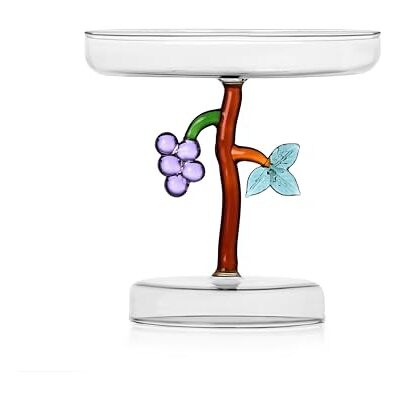 Ichendorf Milano Alzata Druva, Fruits & Flowers-kollektion, D 15 cm, Borosilikatglas, handgjort Ichendorf Milano Alzata Druva, Fruits & Flowers-kollektion, D 15 cm, Borosilikatglas, handgjort
