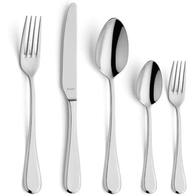 Amefa DRIFT Bestickset för 6 Personer 30 Stycken 18/0 Rostfritt Stål Diskmaskinssäkert Elegant Design Med Nivåfulla Rundor Högglanspolerade Amefa DRIFT Bestickset för 6 Personer 30 Stycken 18/0 Rostfritt Stål Diskmaskinssäkert Elegant Design Med Nivåfulla Rundor Högglanspolerade