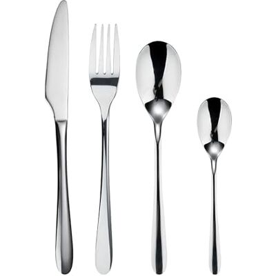 Bergner PRAGA, 16-delat bestick i rostfritt stål, inklusive 4 knivar, 4 skedar, 4 gafflar, 4 teskedar, 4 platta skedar, elegant svart finish, för alla tillfällen Bergner PRAGA, 16-delat bestick i rostfritt stål, inklusive 4 knivar, 4 skedar, 4 gafflar, 4 teskedar, 4 platta skedar, elegant svart finish, för alla tillfällen